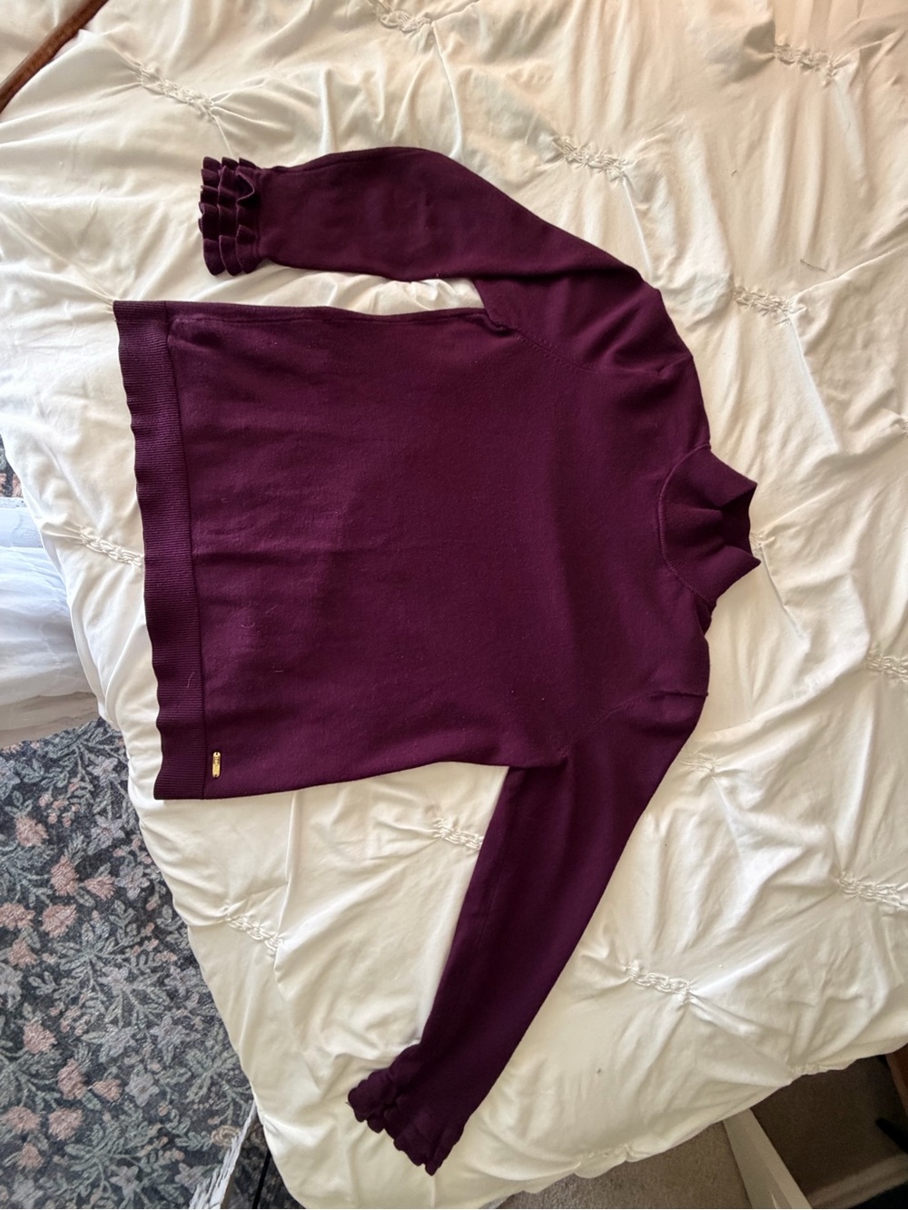 Plum Ruffle Cuff Sweatshirt - Picture 3 of 5